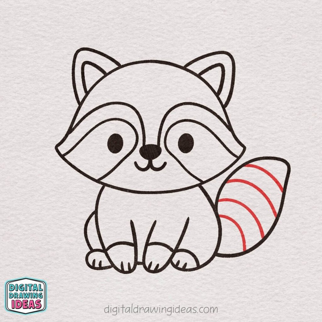 how to draw a raccoon step by step - cute raccoon drawing tutorial