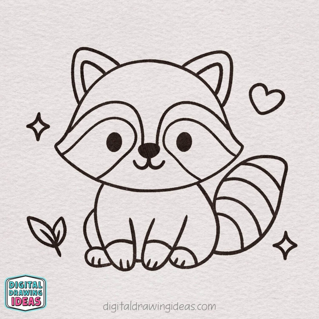 how to draw a raccoon step by step - cute raccoon drawing tutorial