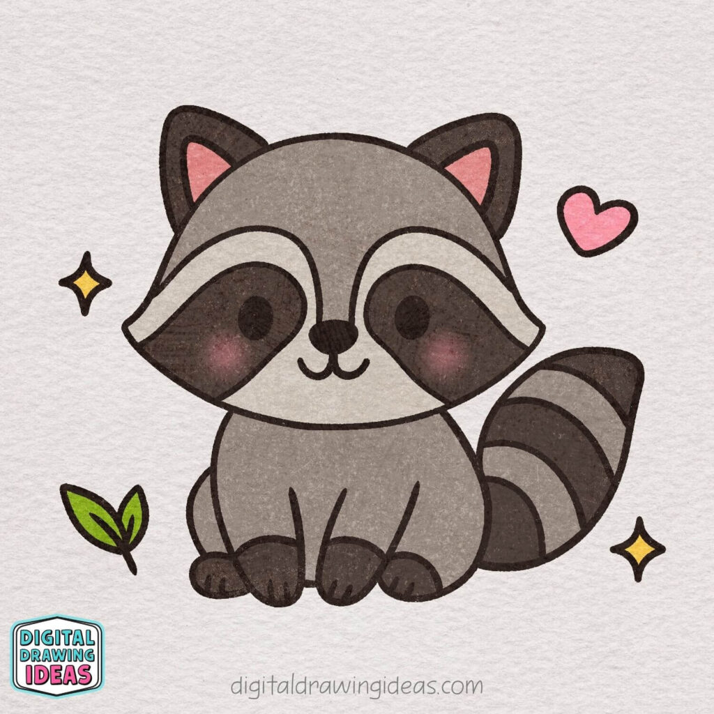 how to draw a raccoon step by step - cute raccoon drawing tutorial
