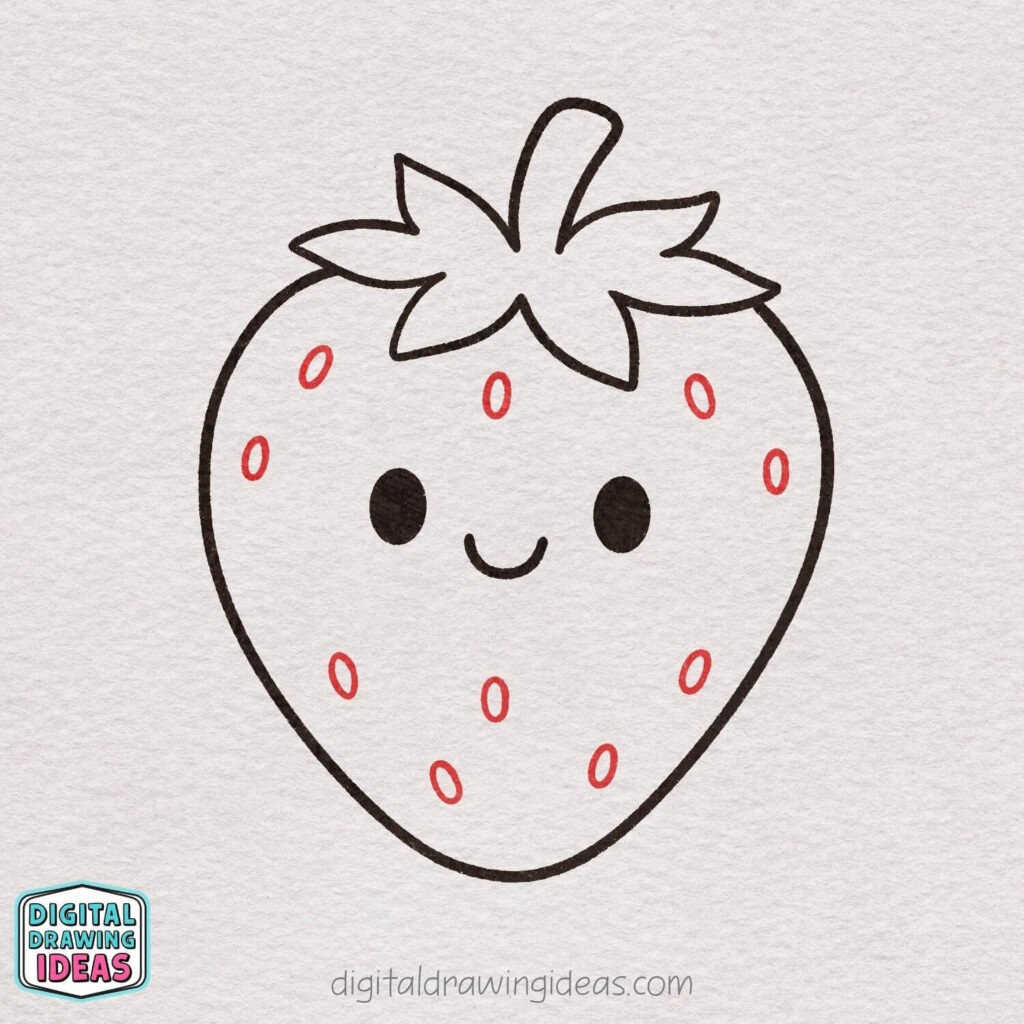 how to draw a strawberry step by step - cute strawberry drawing tutorial