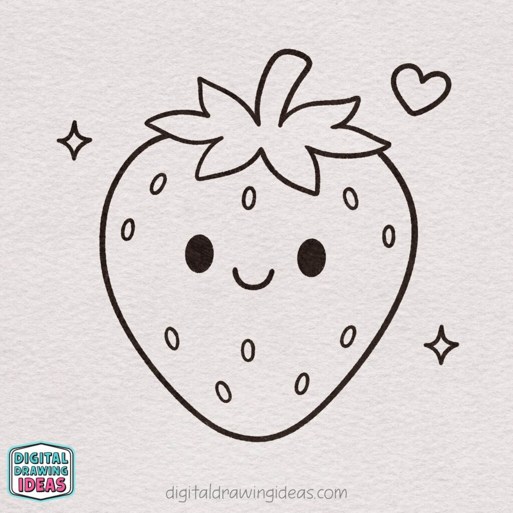 how to draw a strawberry step by step - cute strawberry drawing tutorial