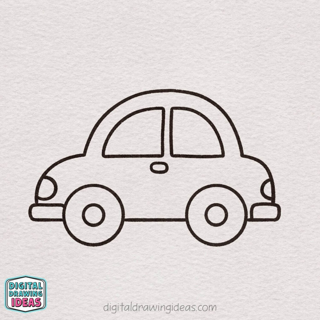 how to draw a car step by step - cute car drawing tutorial