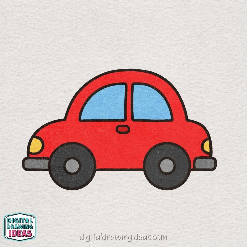 how to draw a car step by step - cute car drawing tutorial