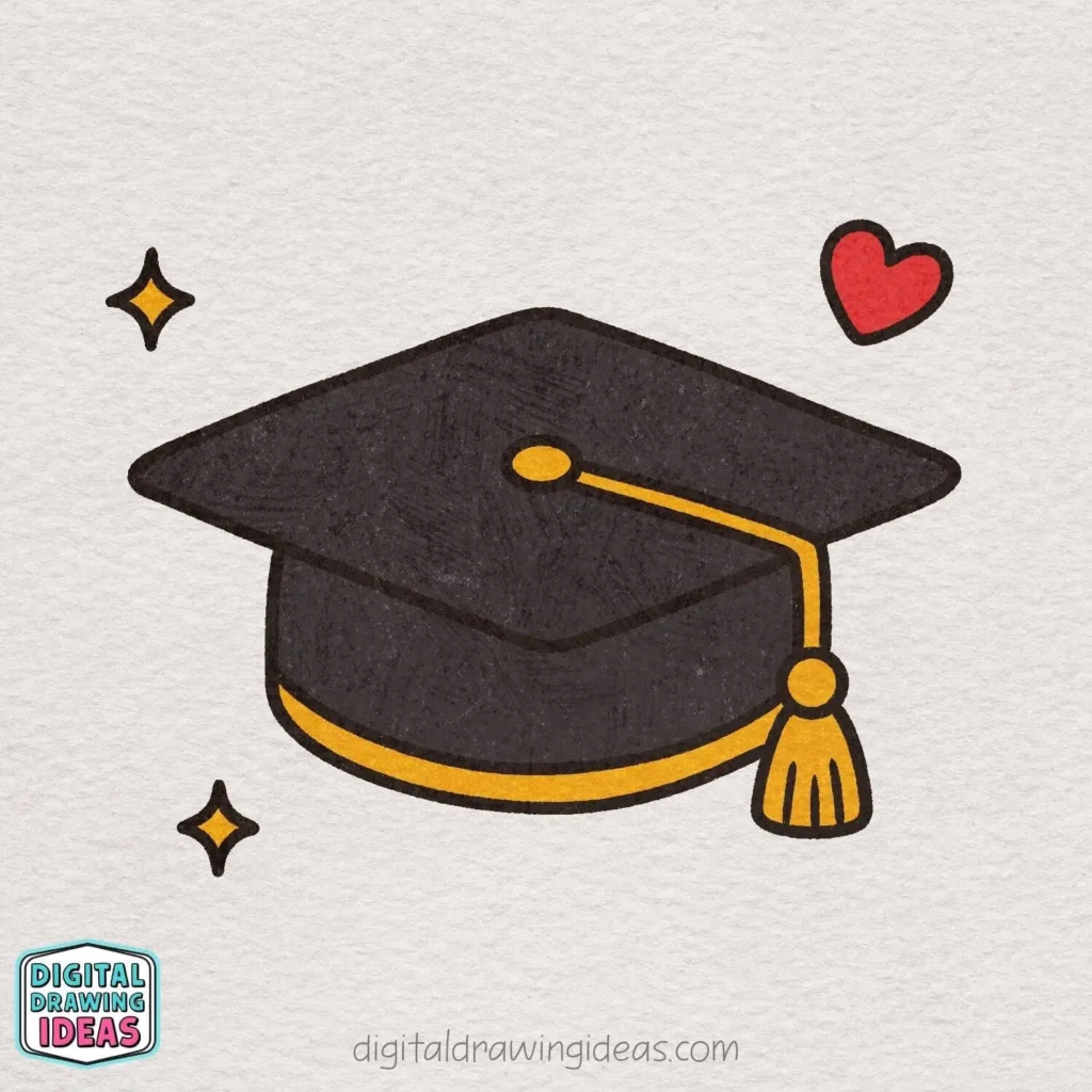 how to draw a graduation cap step by step - cute graduation cap drawing tutorial