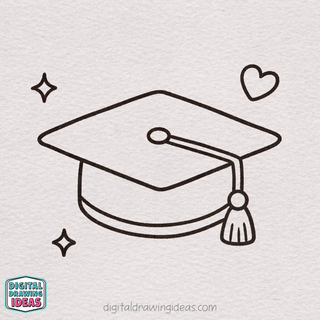 how to draw a graduation cap step by step - cute graduation cap drawing tutorial