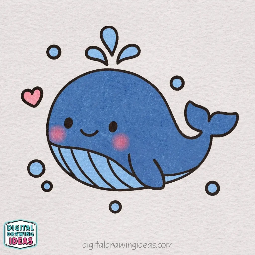how to draw a whale - cute whale drawing