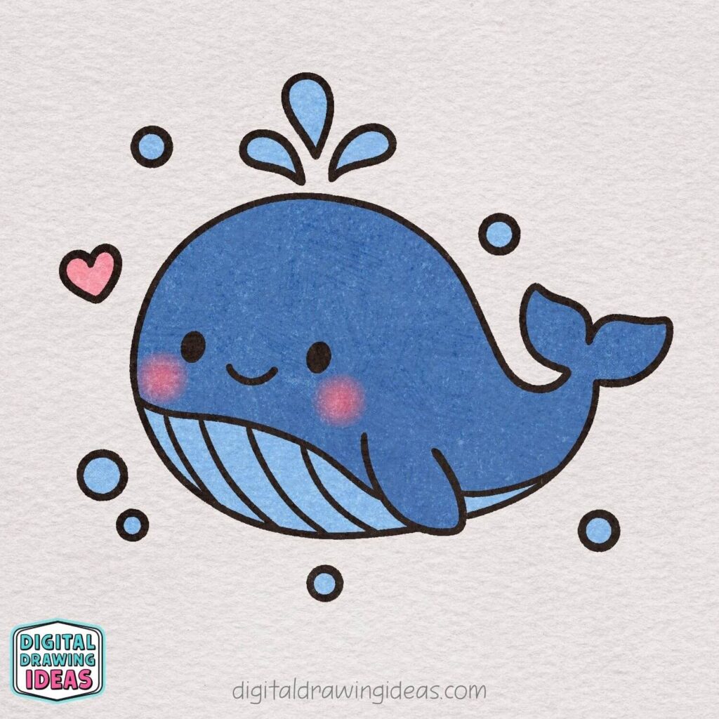 how to draw a whale - cute whale drawing