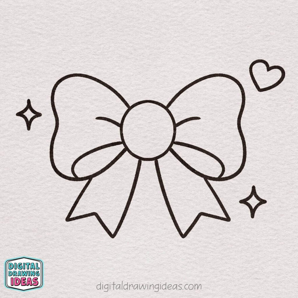 how to draw a bow - easy bow drawing tutorial