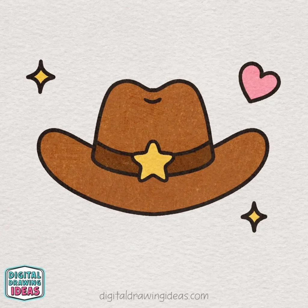 how to draw a cowboy hat - easy cowboy hat drawing tutorial