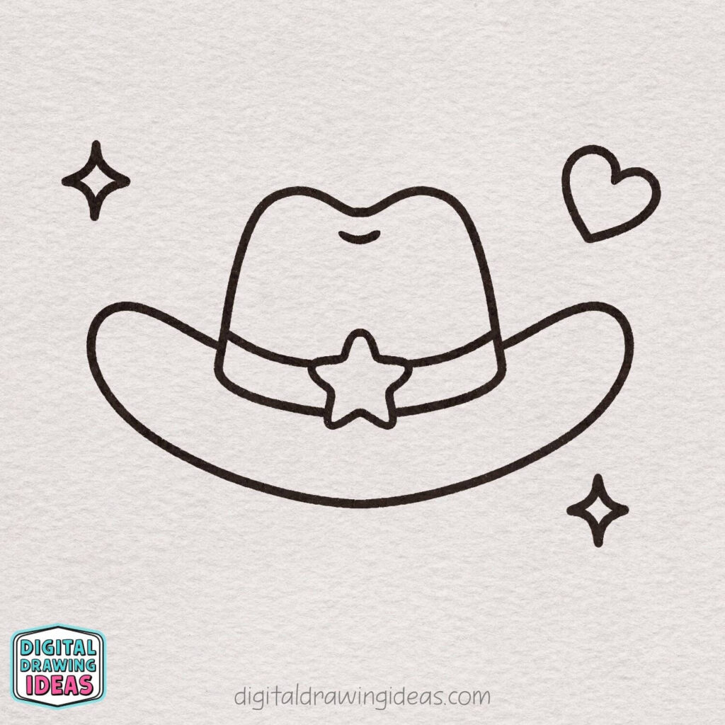 how to draw a cowboy hat - easy cowboy hat drawing tutorial