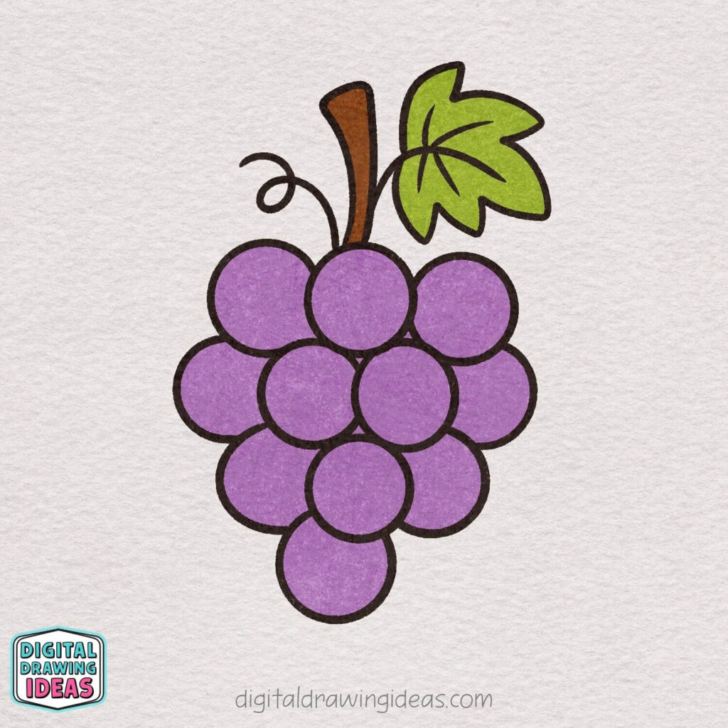 how to draw a grape - easy grape drawing tutorial