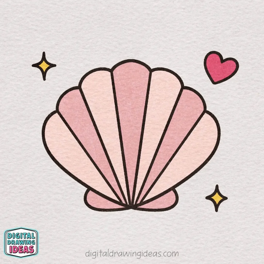 how to draw a shell - easy shell drawing tutorial