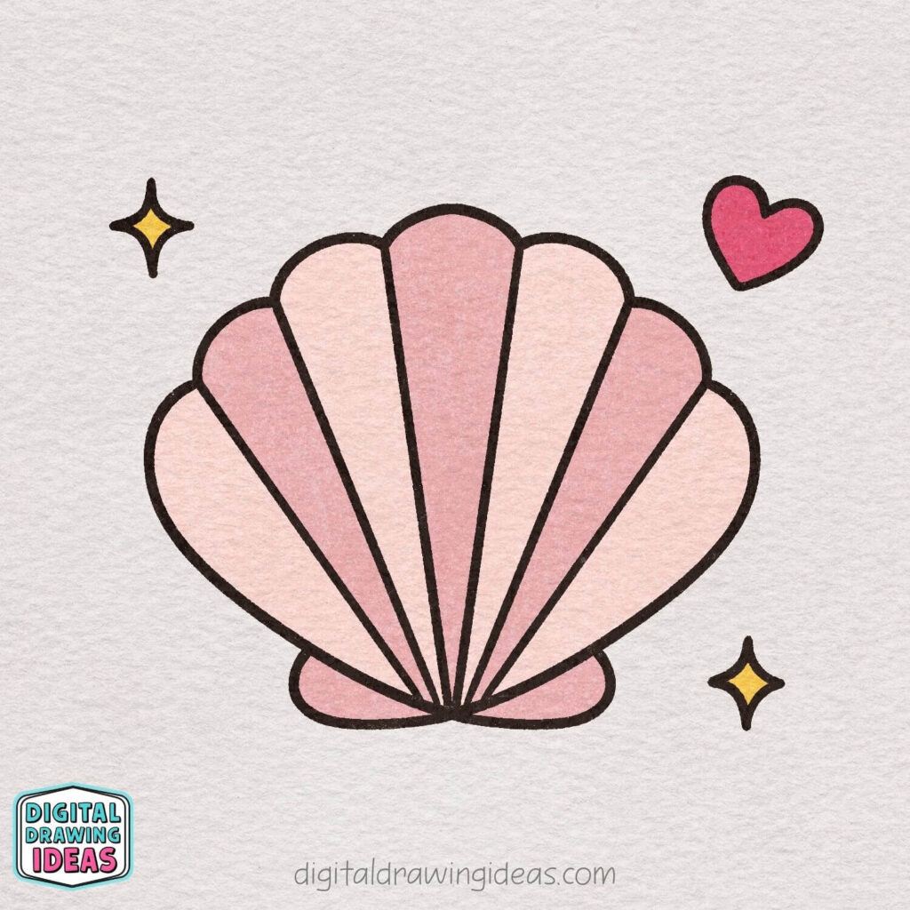 how to draw a shell - easy shell drawing tutorial