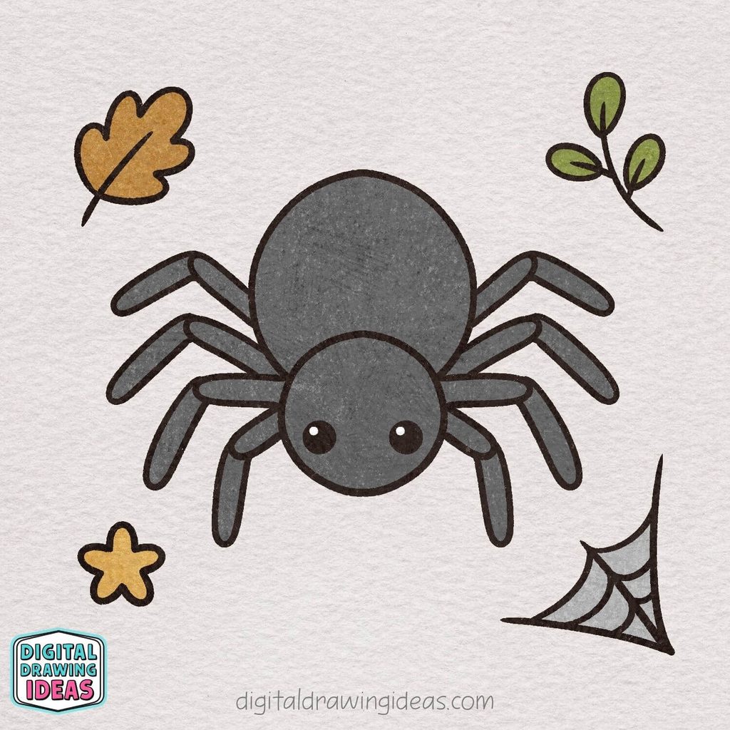 how to draw a spider step by step - easy spider drawing tutorial