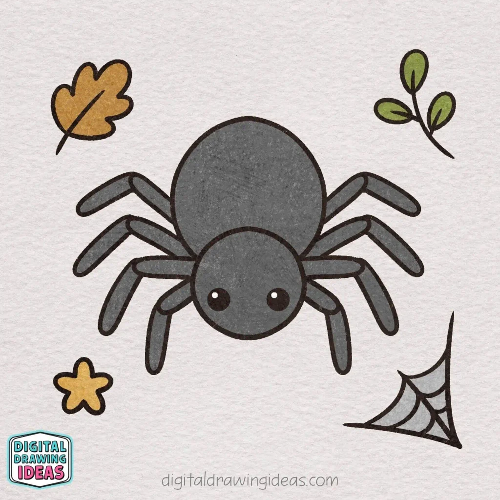 how to draw a spider step by step - easy spider drawing tutorial