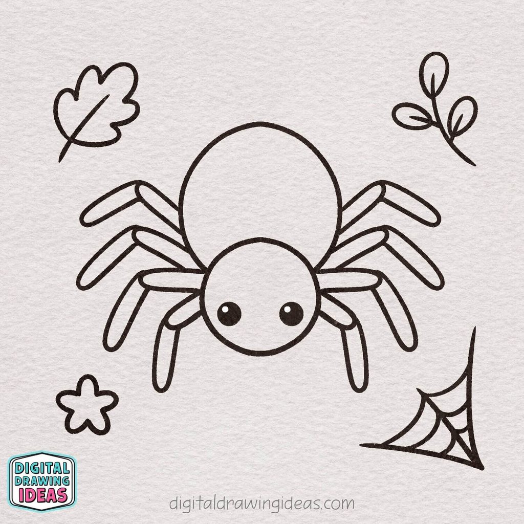 how to draw a spider step by step - easy spider drawing tutorial