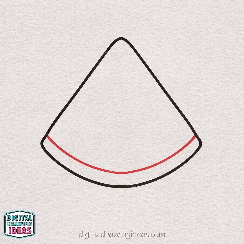 how to draw a watermelon slice step by step - cute watermelon drawing