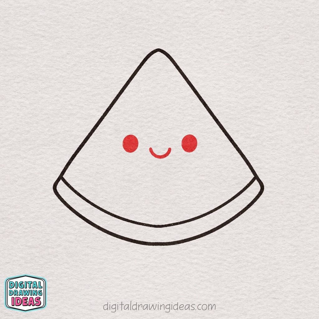 how to draw a watermelon slice step by step - cute watermelon drawing