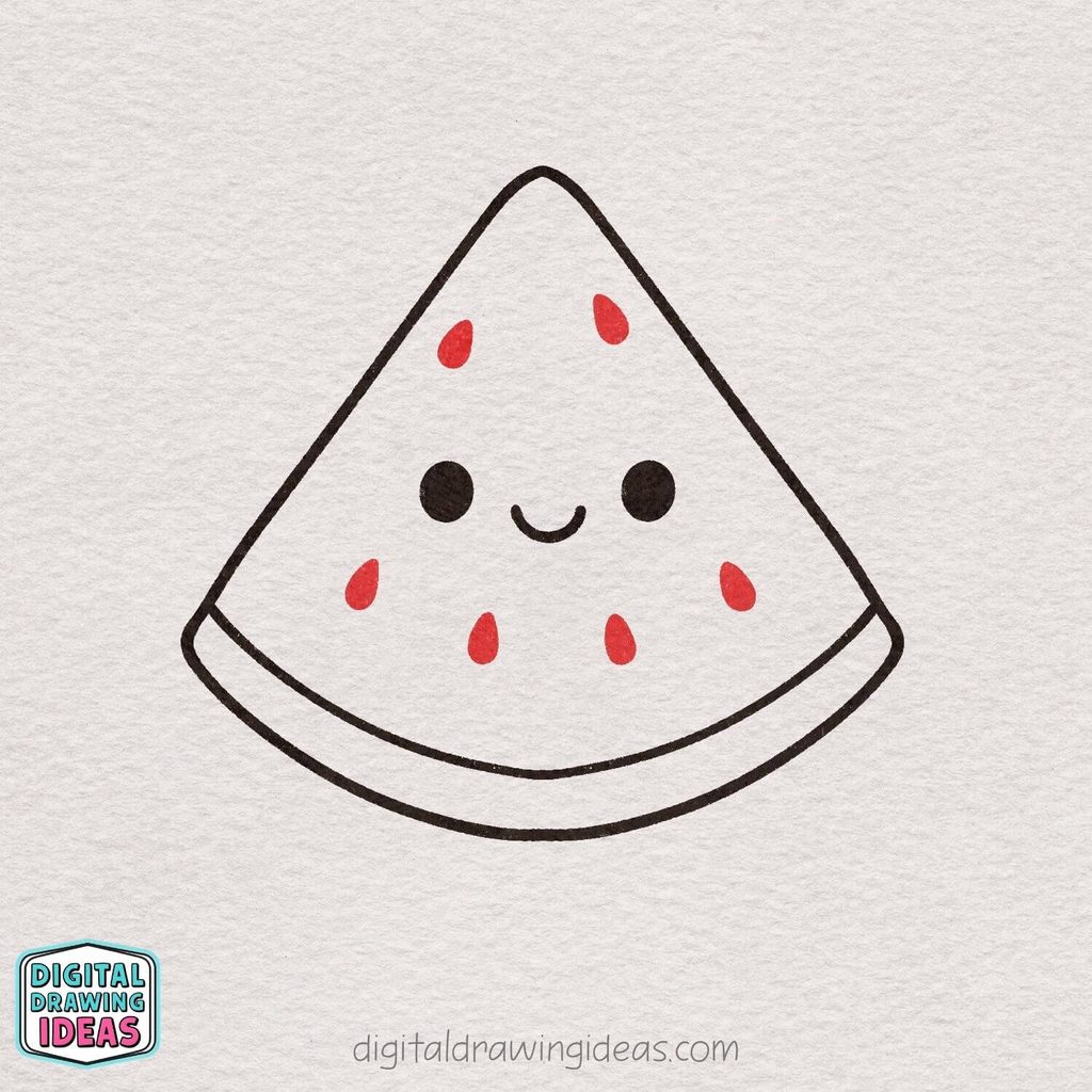 how to draw a watermelon slice step by step - cute watermelon drawing