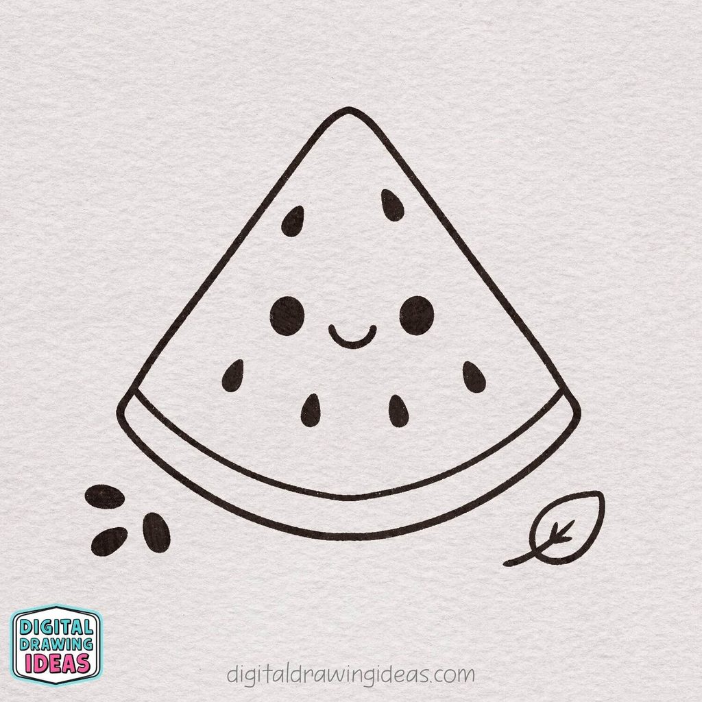 how to draw a watermelon slice step by step - cute watermelon drawing
