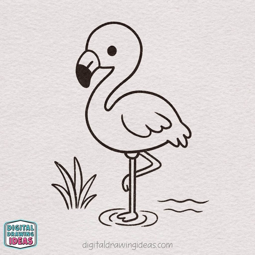 how to draw a flamingo step by step - easy flamingo drawing