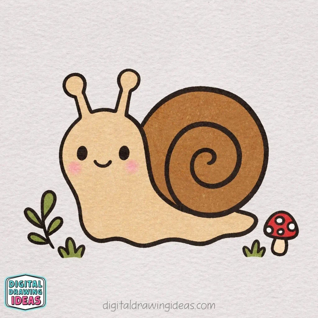 how to draw a snail step by step - cute snail drawing tutorial