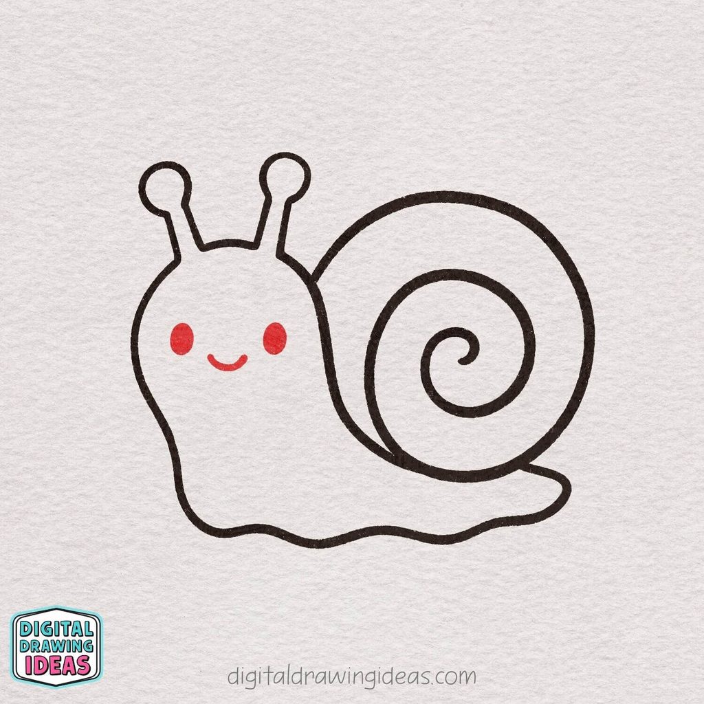 how to draw a snail step by step - cute snail drawing tutorial