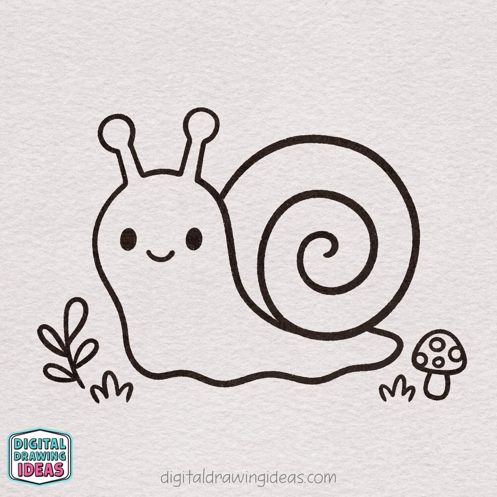 how to draw a snail step by step - cute snail drawing tutorial