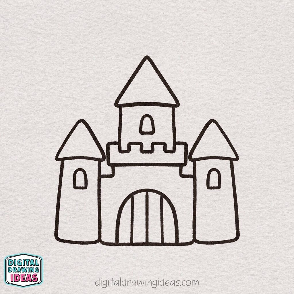 how to draw a castle step by step - easy castle drawing tutorial