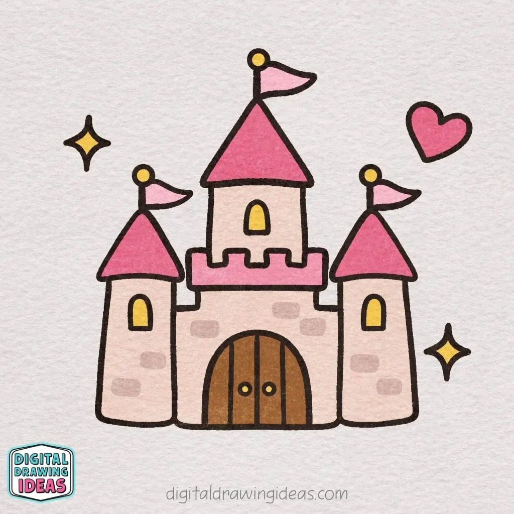 how to draw a castle step by step - easy castle drawing tutorial