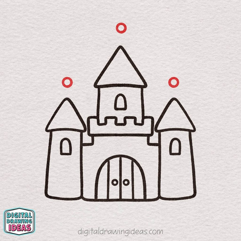 how to draw a castle step by step - easy castle drawing tutorial