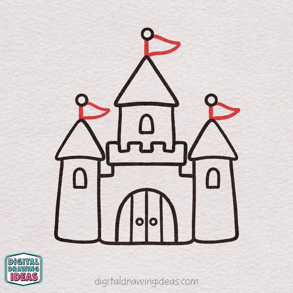 how to draw a castle step by step - easy castle drawing tutorial