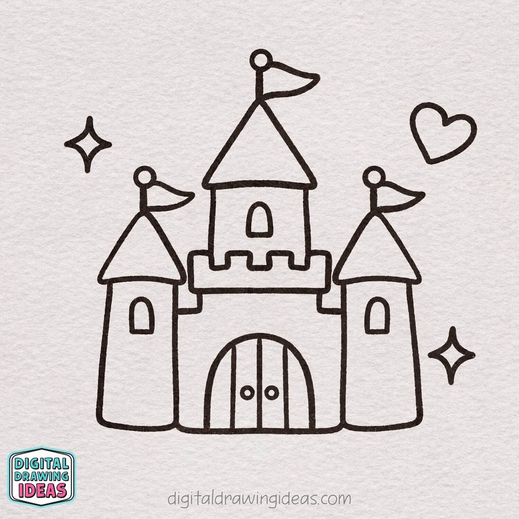 how to draw a castle step by step - easy castle drawing tutorial