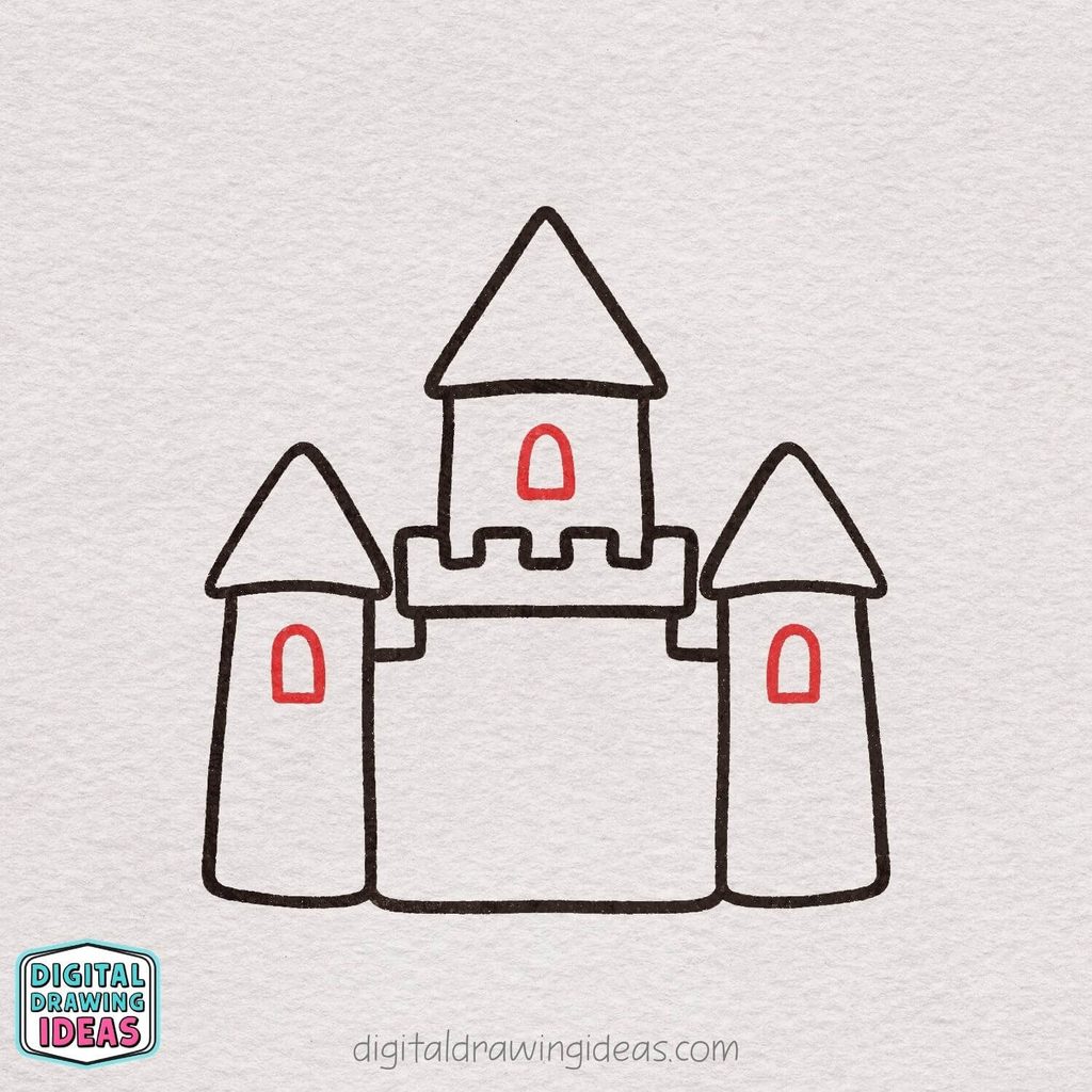 how to draw a castle step by step - easy castle drawing tutorial